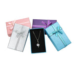 boîte rangement bijoux présentation classique ruban toile lin couleurs variées rose violet bleu argent