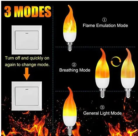 ampoule led blanc jaune flamme vacillante moderne décorative base e12 1800k modes 100240v 12w