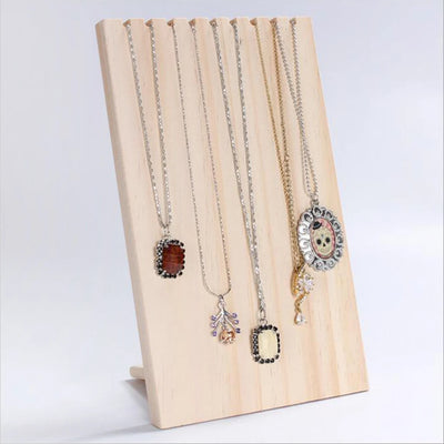 Présentoir à bijoux en bois naturel non fini vue de face