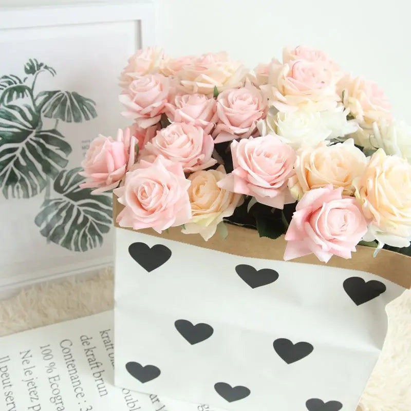roses artificielles latex toucher réel bouquet fleurs décoration intérieure maison anniversaire noël