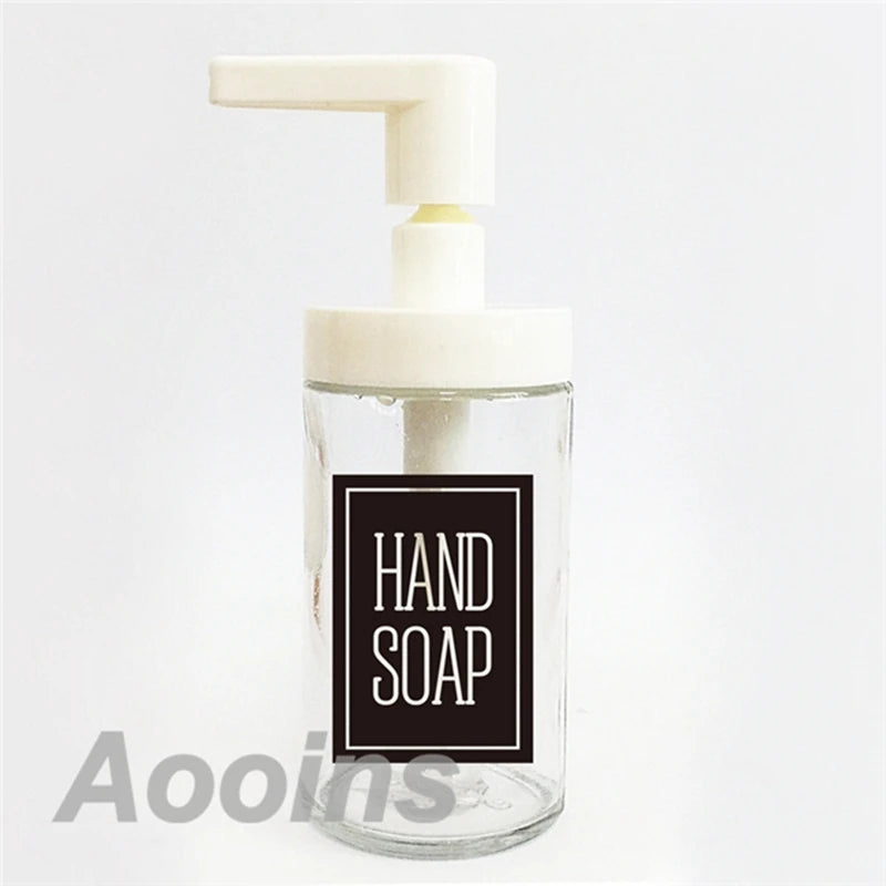 autocollant adhésif transparent distributeur savon liquide bouteille verre décoration salle bain