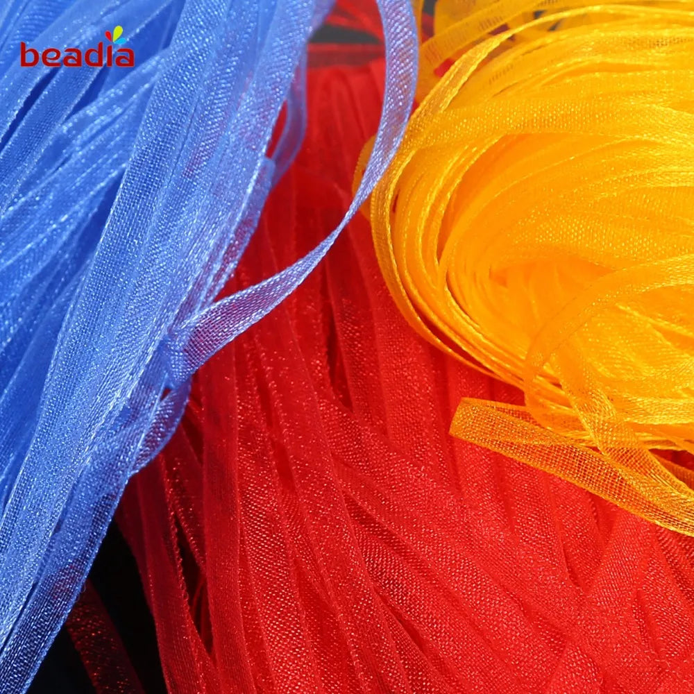 rubans organza polyester 20yards 3mm couleur unie moderne diy craft mariage decoration bleu rouge