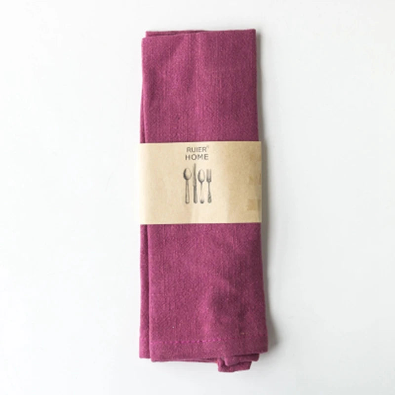 serviettes table coton lin violet bleu marine vert gris beige rouge classique 40x30cm