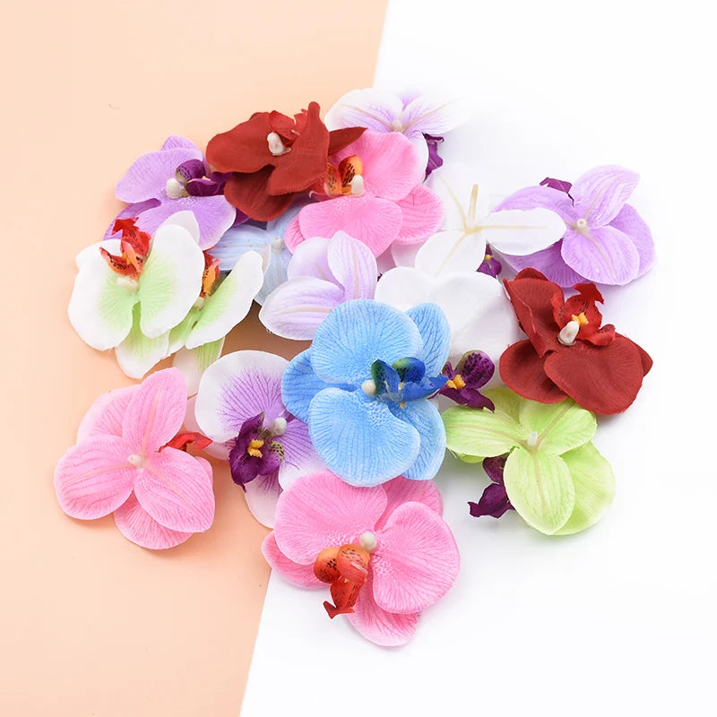 fleurs artificielles orchidées mix couleur decoration intérieure moderne minimaliste vert rose violet bleu blanc