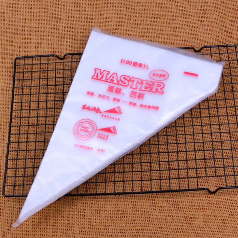 sacs décoration pâtisserie blanc rouge texturés translucides master logo dessert pâtissier triangle taille
