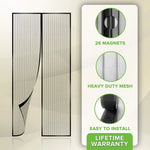 rideau porte magnétique anti moustiques polyester gris clair noir moderne aimants fixe auto agrippante