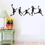 sticker mural adhésif pvc résistant eau silhouettes athlètes mouvement noir chambre salon