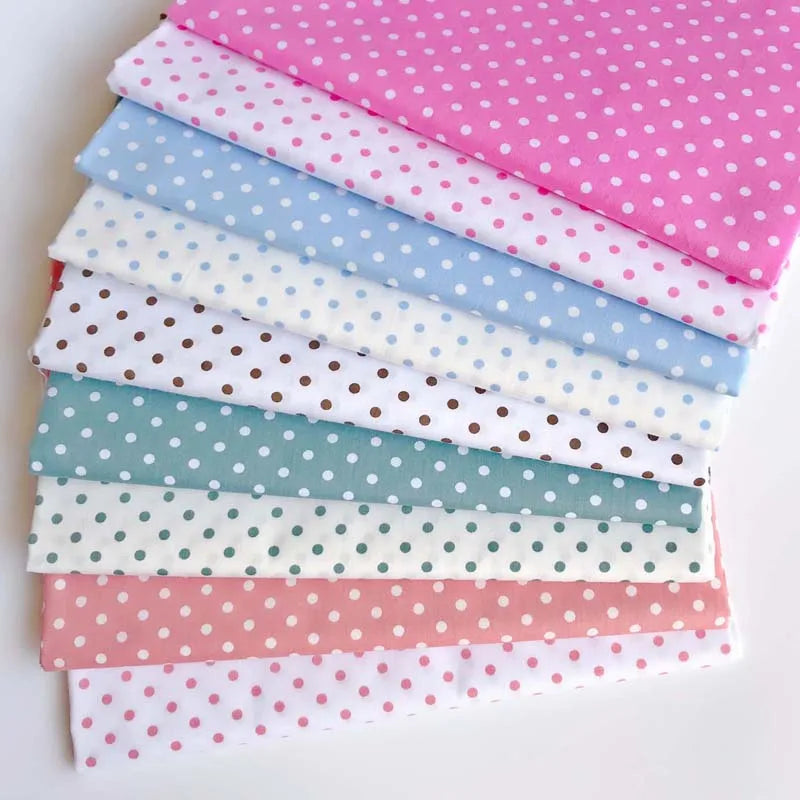 tissu coton imprimé points blancs rose bleu vert classique protection uv décoration maison patchwork