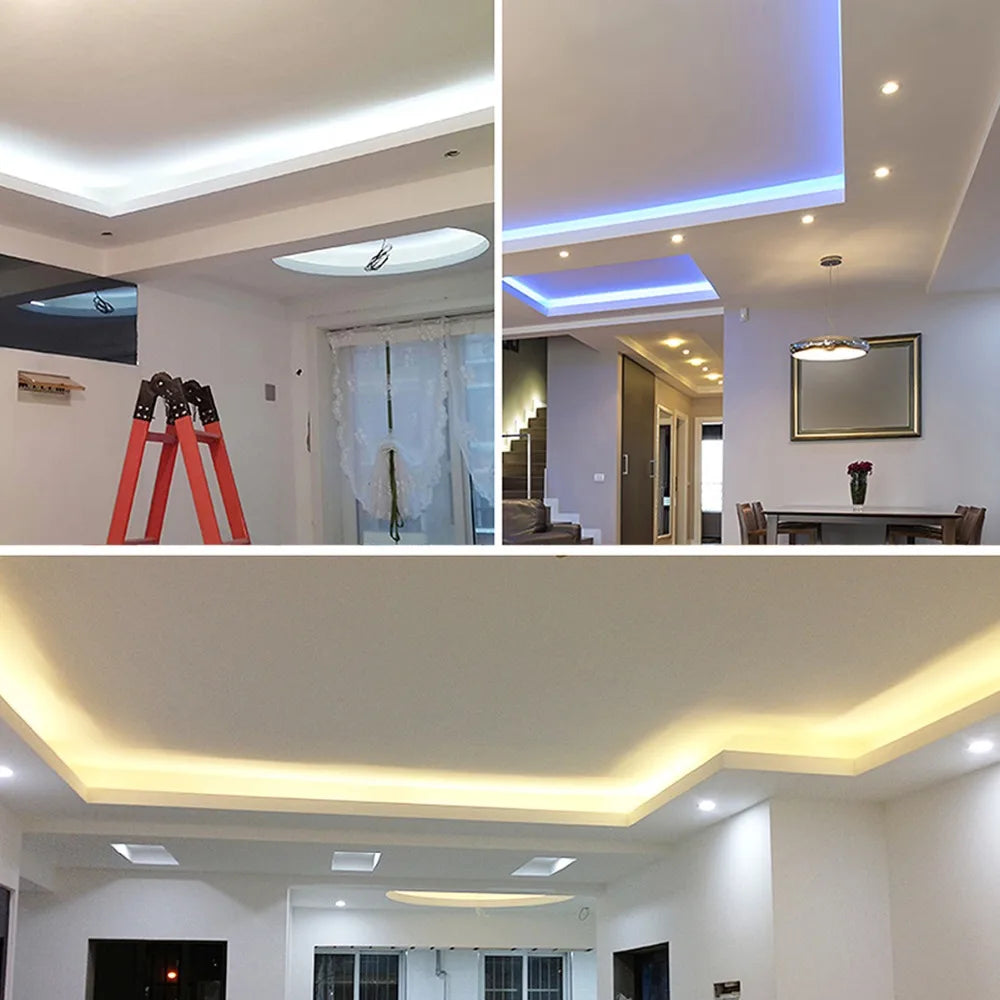 ruban led smd 12v blanc noir flexible décoration intérieur cuisine salon maison lumière moderne