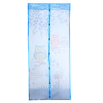 rideau porte hiboux feuilles oiseaux transparent zip vert marron violet bleu