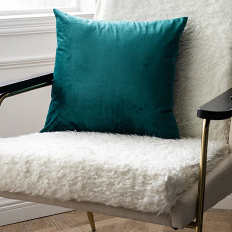 coussin decoratif velours vert foncé moderne doux lit salon voiture 45x45cm