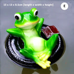 statue grenouille résine décorative jardin étang fleurs lotus sculpture animal décor maison extérieur vert