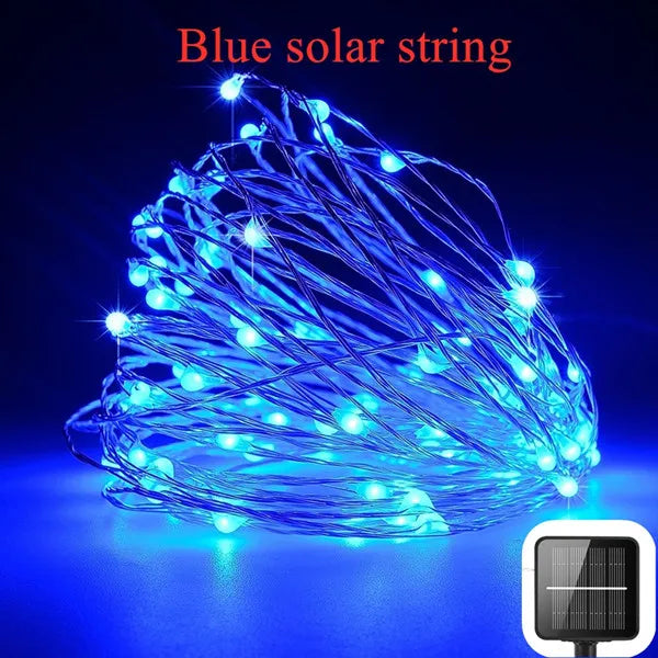 guirlande lumineuse solaire bleue 20m led ip65 moderne auto éclairage extérieur festive abs