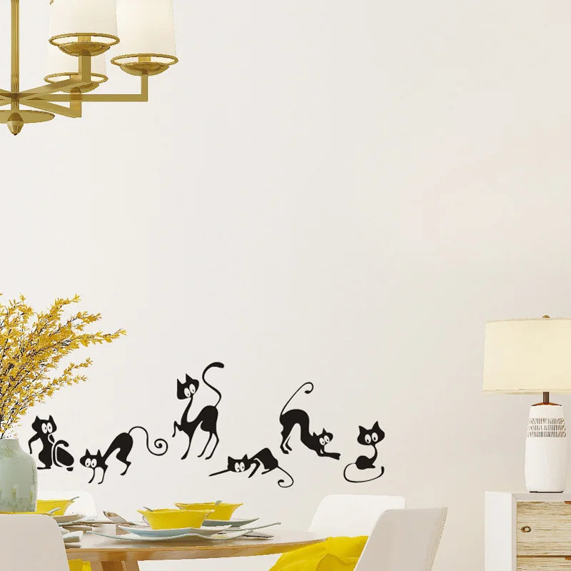 sticker mural silhouettes chats noir moderne décoration intérieure résistant eau 42cm 25cm