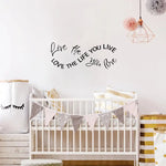 autocollant mural love the life you live lettrage cursive noir moderne décoration intérieure vinyle