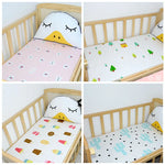 drap housse lit bébé coton motif oiseau étoile enfant chambre moderne blanc jaune gris