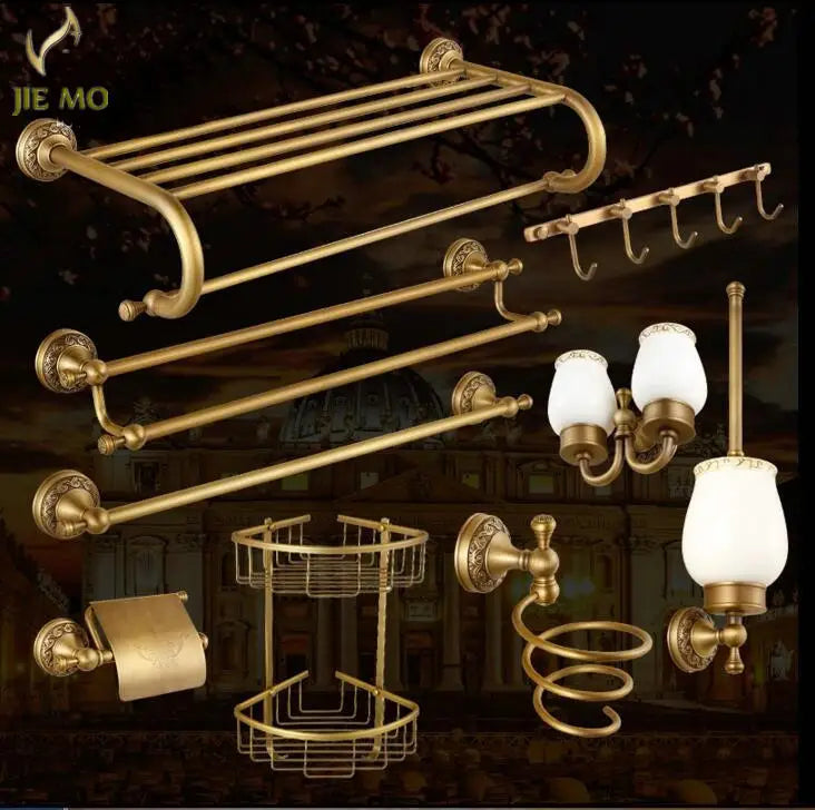 accessoires salle bain cuivre brossé élégants porte serviettes porte savon porte gobelets porte papier