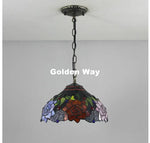 lampe suspendue tiffany multicolore fleurs géométriques opacité chaîne métal salon chambre étude