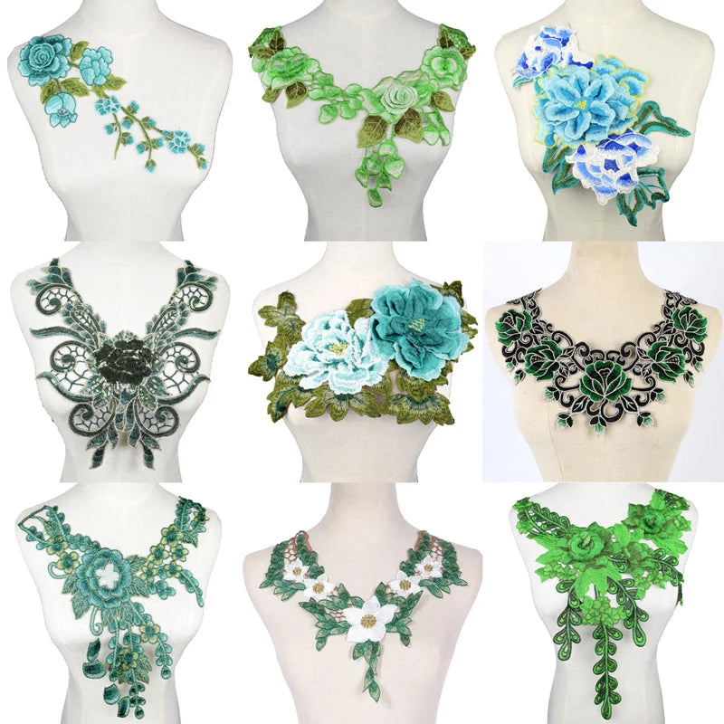 robe vert broderie dentelle organza floral occasion partie textile appliques