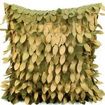 coussin carré brodé motif feuilles moderne poly couleur gris vert rouge violet