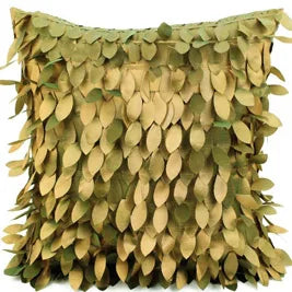 coussin carré brodé motif feuilles moderne poly couleur gris vert rouge violet