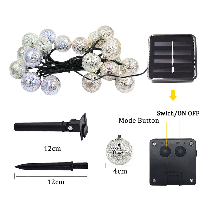 guirlande lumineuse solaire 10 20 leds multicolore translucides moderneextérieur festive