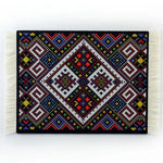 tapis souris caoutchouc anti dérapant ornements floraux rouge jaune bleu noir blanc franges