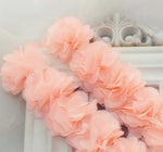 couronne fleurs tissu orange vert rouge clips décoration festive dentelle polyester coton organza