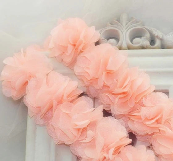 couronne fleurs tissu orange vert rouge clips décoration festive dentelle polyester coton organza