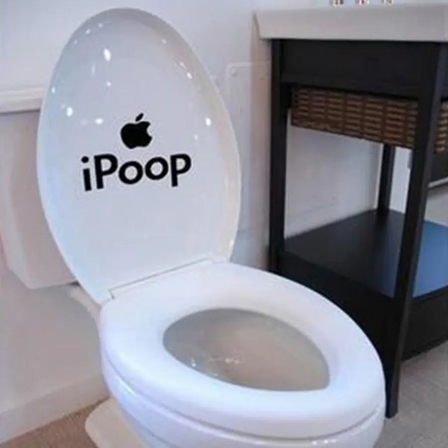 décoration salle bains autocollant toilette moderne poop vinyle blanc mat waterproof