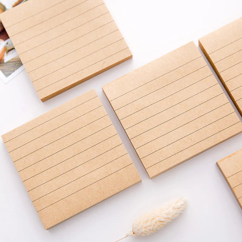 autocollants bloc notes marron clair kraft lignes horizontales simple rustique diy réutilisable surface adhésive