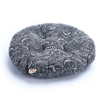 coussin sol rond bleu marine blanc motif patchwork moderne ethnique décoration voiture chaise sofa
