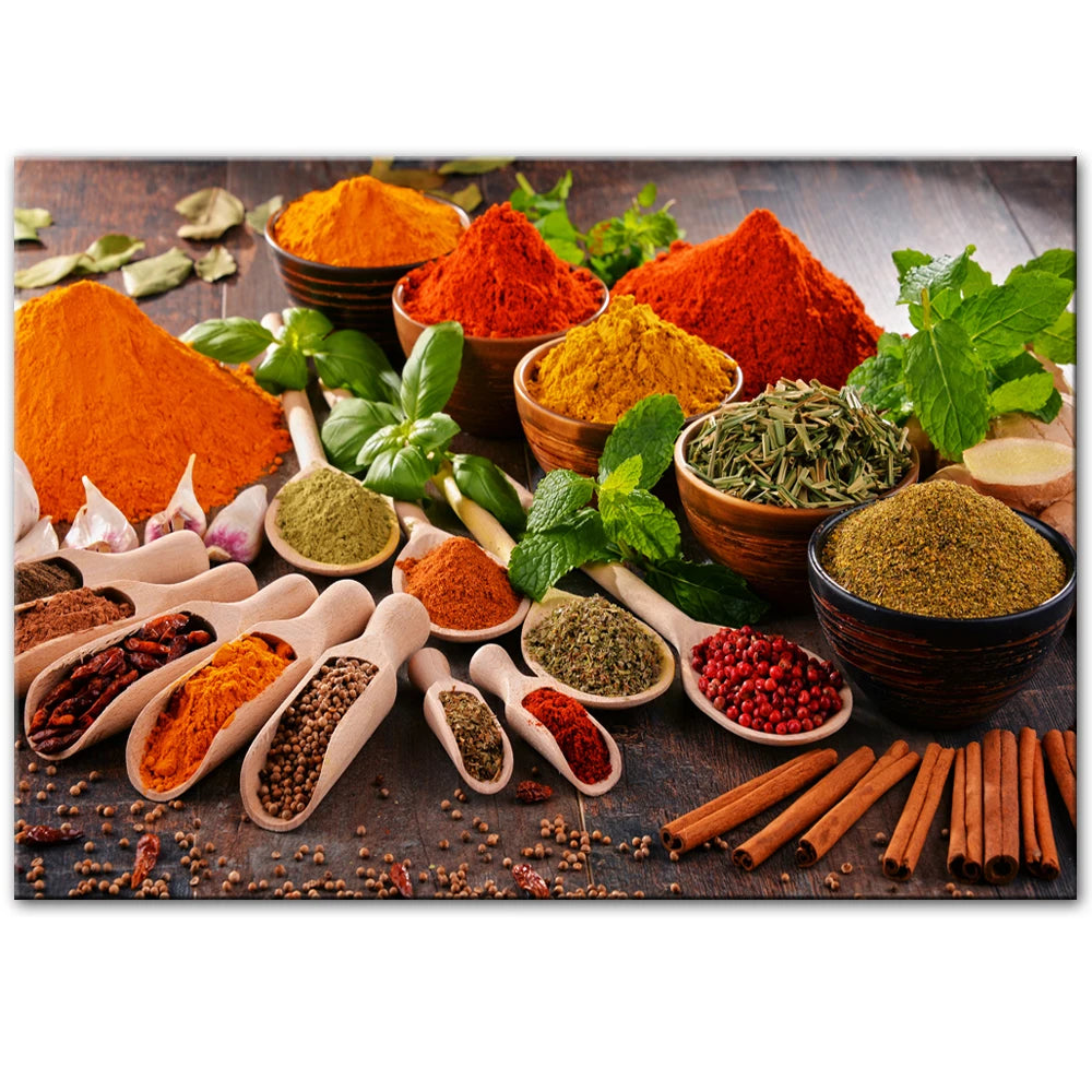 Vue d'ensemble de l'impression sur toile thème cuisine