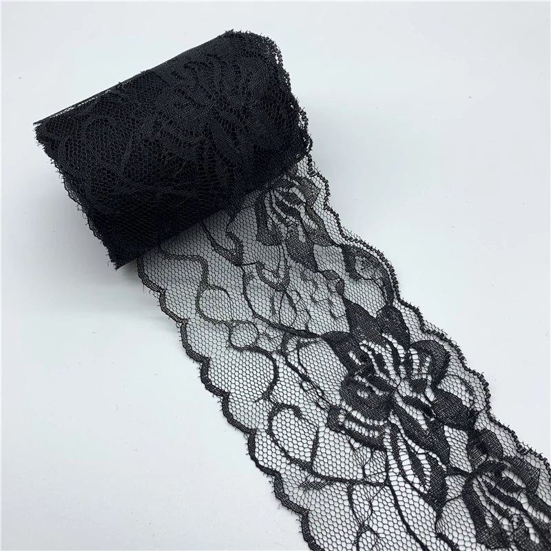 ruban dentelle brodé yards largeur 80mm polyester motifs floraux classique noir rouge vert bleu