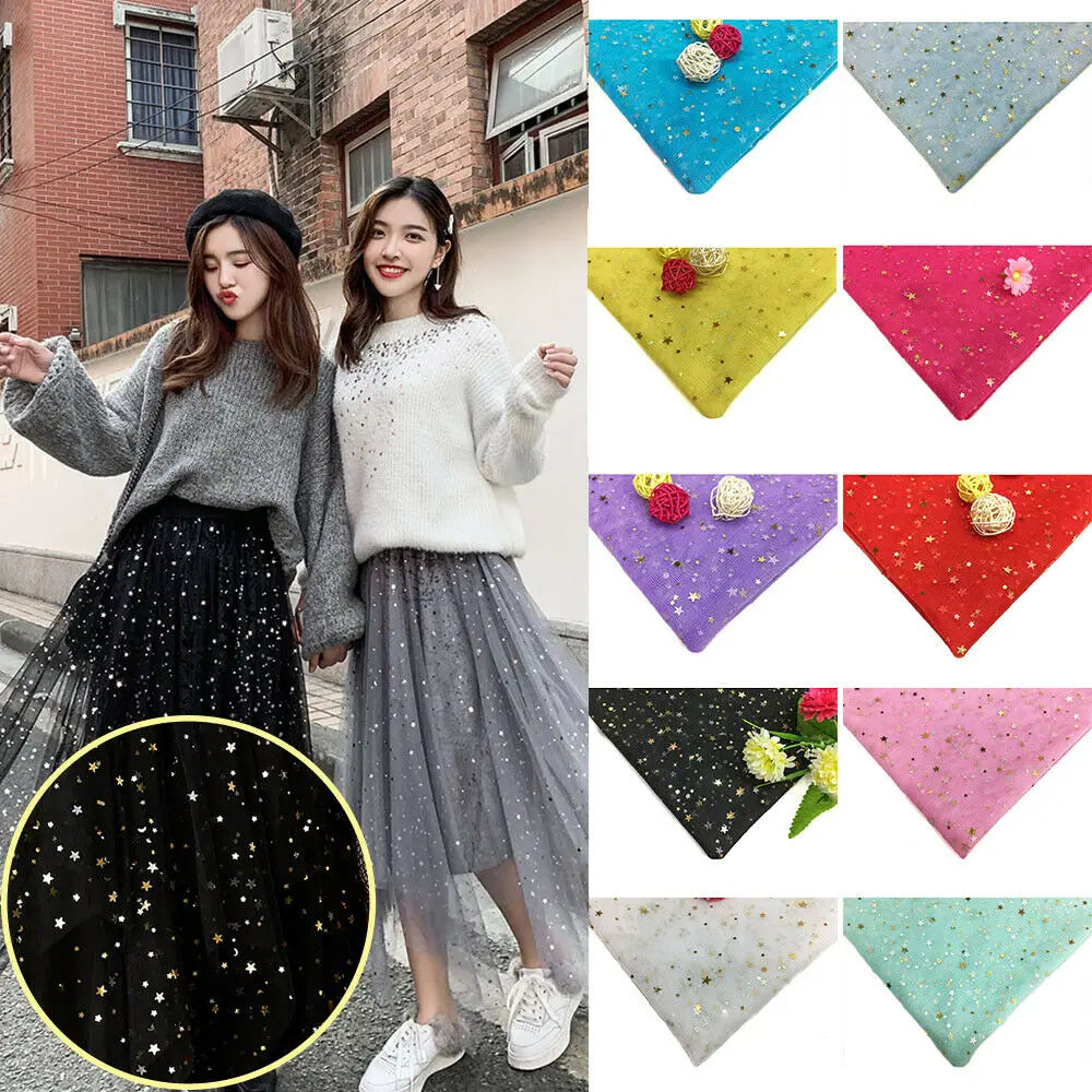 tulle étoiles dorées blanc rose bleu vert jaune violet noir translucide décoration mariage robe