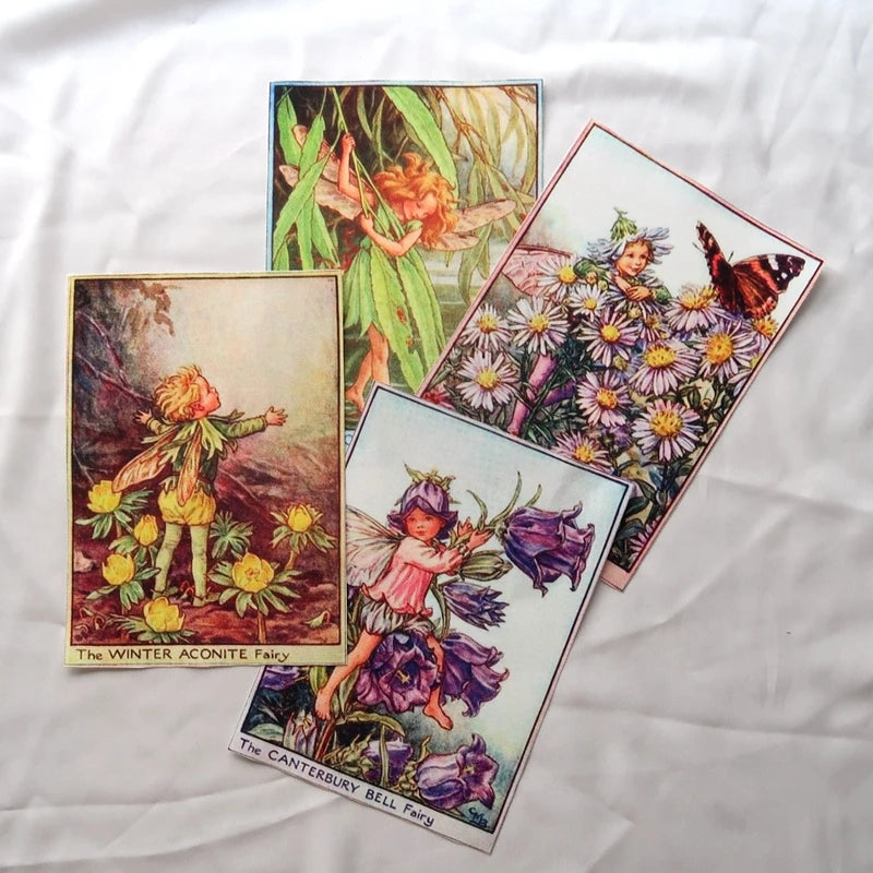 cartes postales art nouveau fées nature multicolores résistance abrasion bricolage patchwork coton lin illustrations