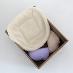 coussins doux velours bébé oreiller photo accessoire pose classique blanc rose beige violet