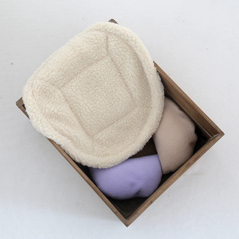 coussins doux velours bébé oreiller photo accessoire pose classique blanc rose beige violet