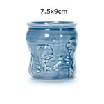 petit cache pot ceramique bleu motif poisson marin decoratif plante succulente maison