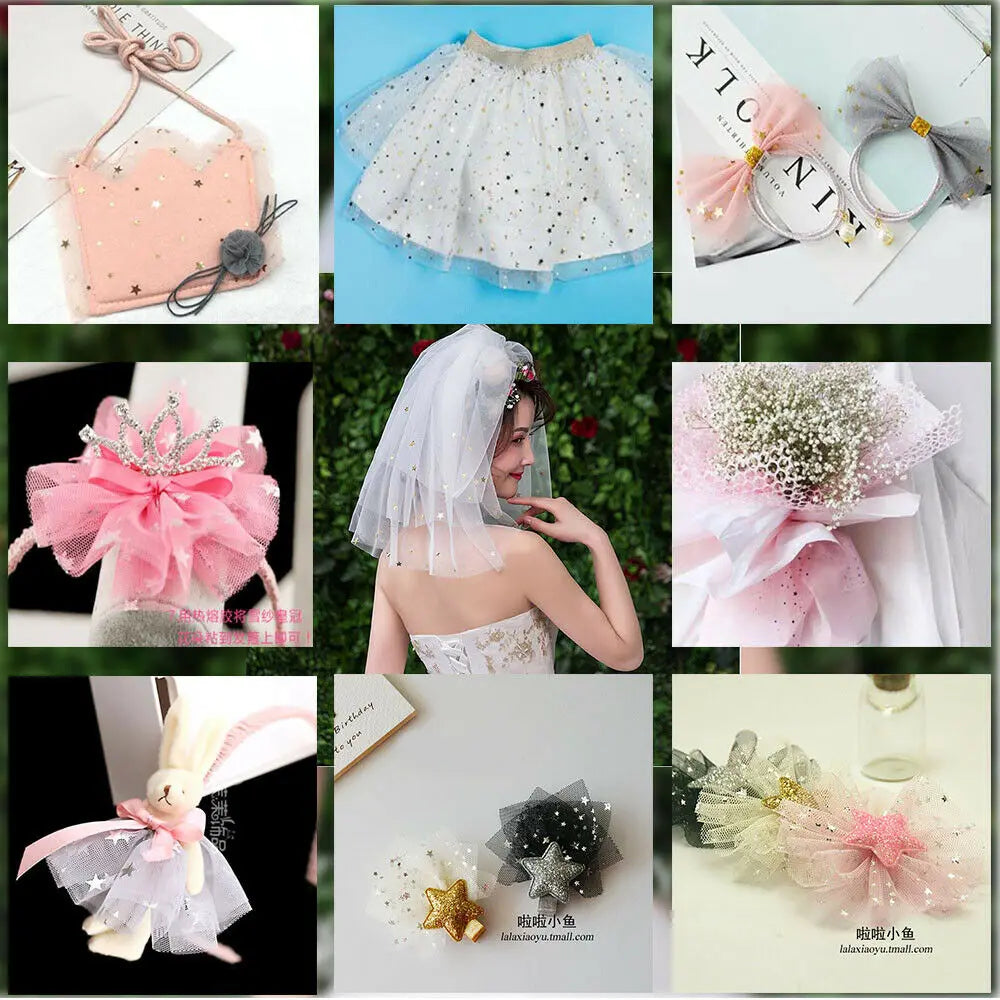 tulle étoiles dorées blanc rose bleu vert jaune violet noir translucide décoration mariage robe