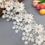 ruban dentelle fleurs relief strass mariage blanc rose doré coton polyester 9cm large élégant