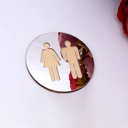 toilette homme femme plaque signalisation adhésive moderne silhouettes noir doré argenté 12cm 15cm 20cmintérieur