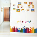 sticker mural moderne crayons colorés multicolore décoration chambre enfant salle salon
