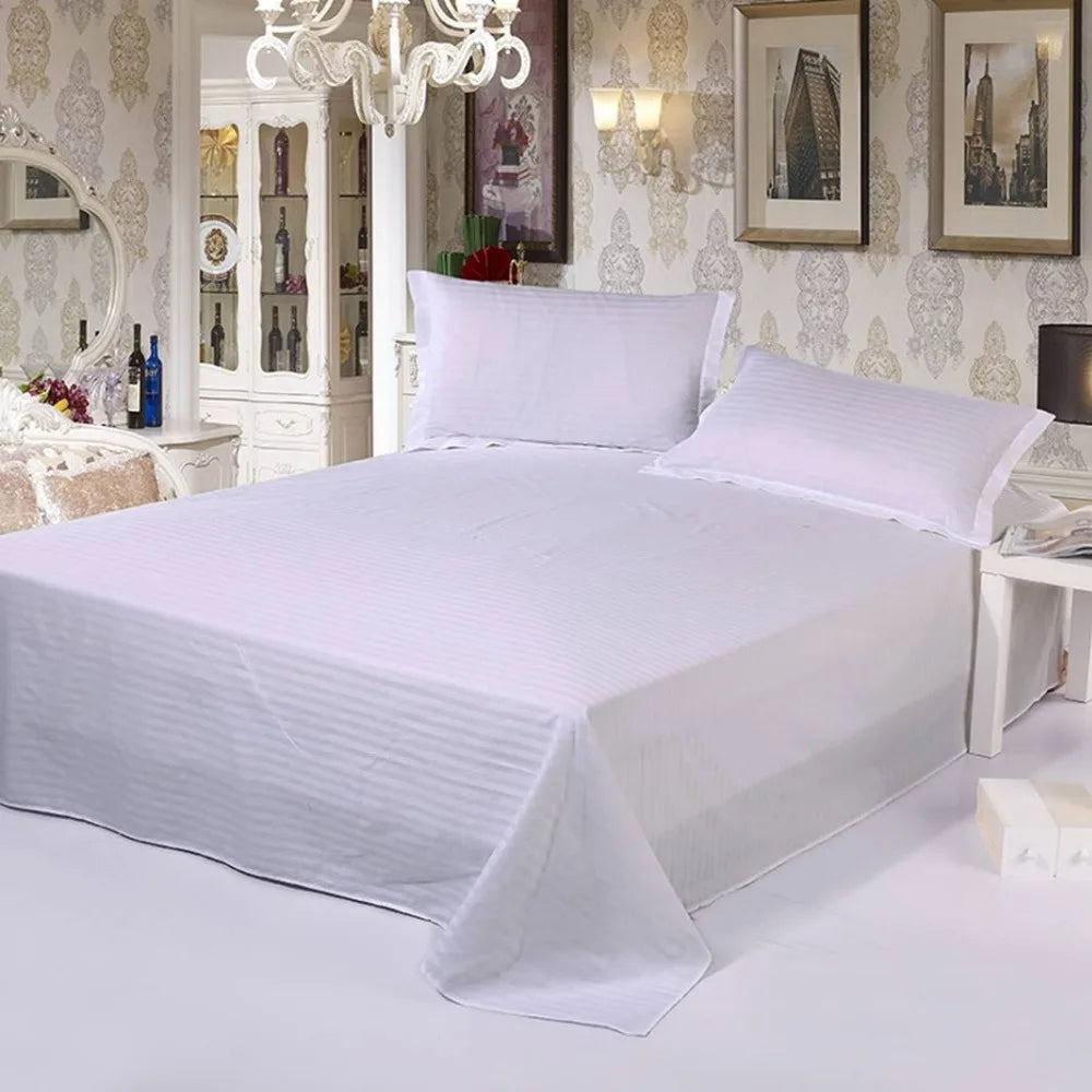 drap plat coton blanc rayures fines maison classique opacité 120x160cm 160x230cm