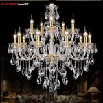 lustre cristal doré transparent classique brillance moderne ampoules semi encastrée