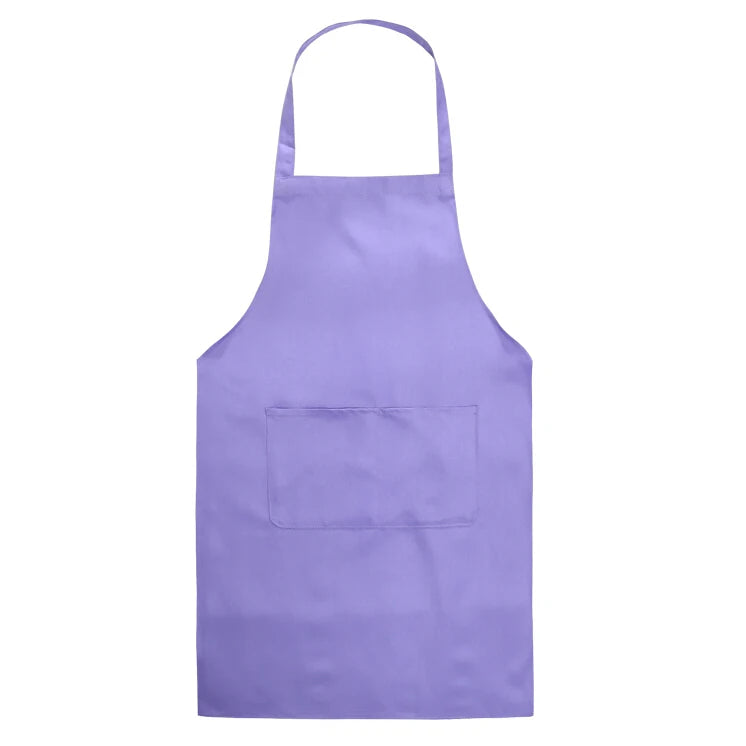 tablier cuisine polyester blanc rose violet uni classique epaulettes poche avant