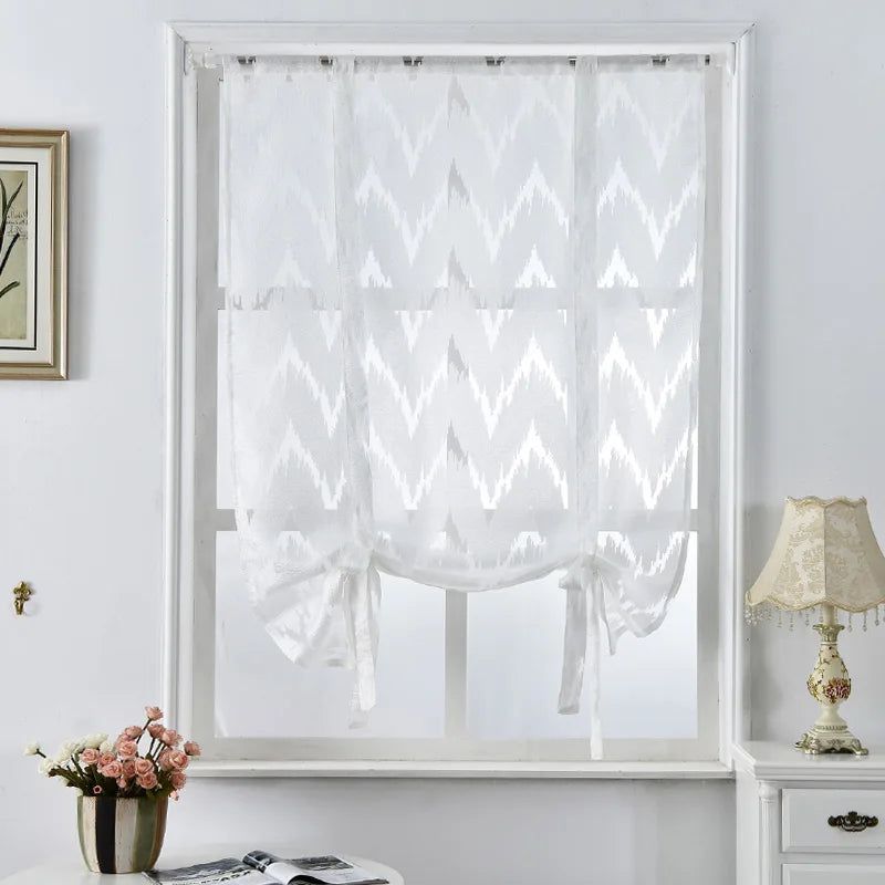 rideau romain jacquard rayé polyester moderne gris marron beige opacité tissé zigzag inclusextérieur