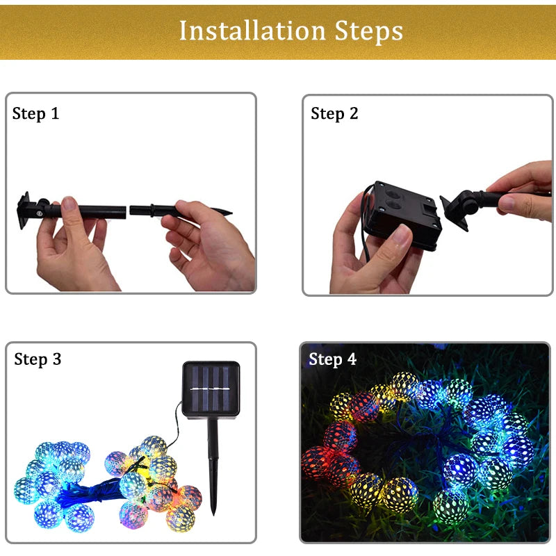 guirlande lumineuse solaire 10 20 leds multicolore translucides moderneextérieur festive