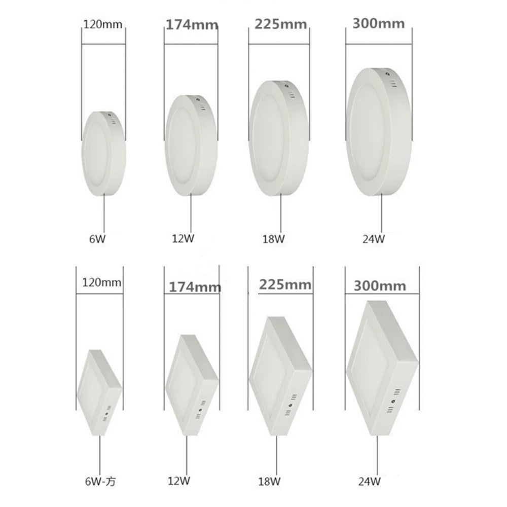 plafonnier led surface blanc moderne 24w 18w 12w 6w rond carré opaqué