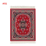 tapis ornements floraux motifs géométriques franges bordures classique rouge bleu violet or blanc